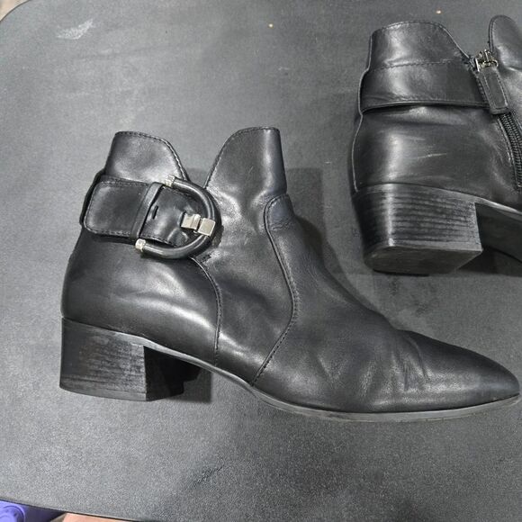 🐢 Aquatalia Fiamma Black Leather Bootie Chelsea Boot size 11 Made in Italy - Picture 5 of 16